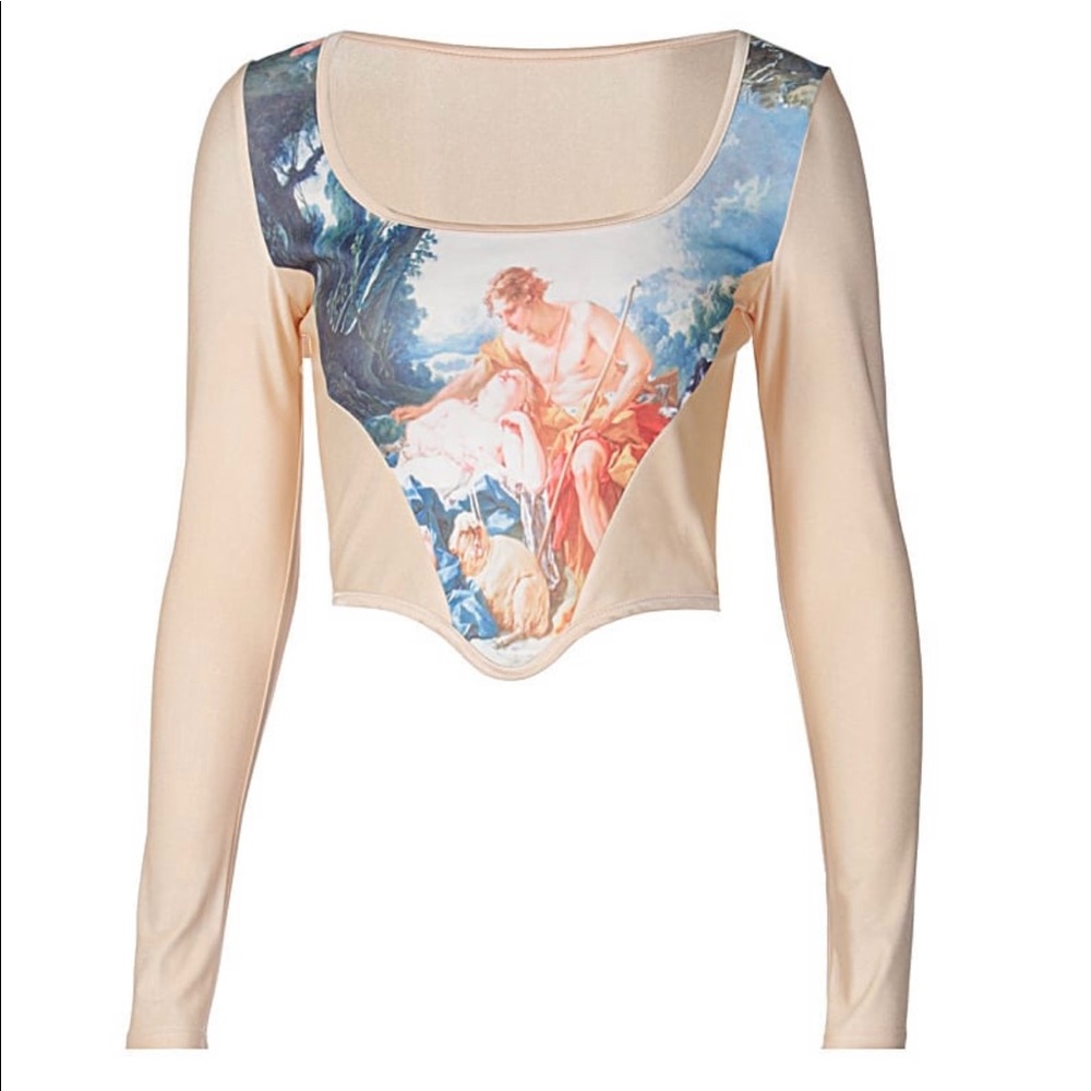 Square Neck Angel Print Top